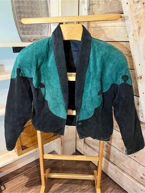 Vintage/antique Black & Green leather Western-Inspired Jacket